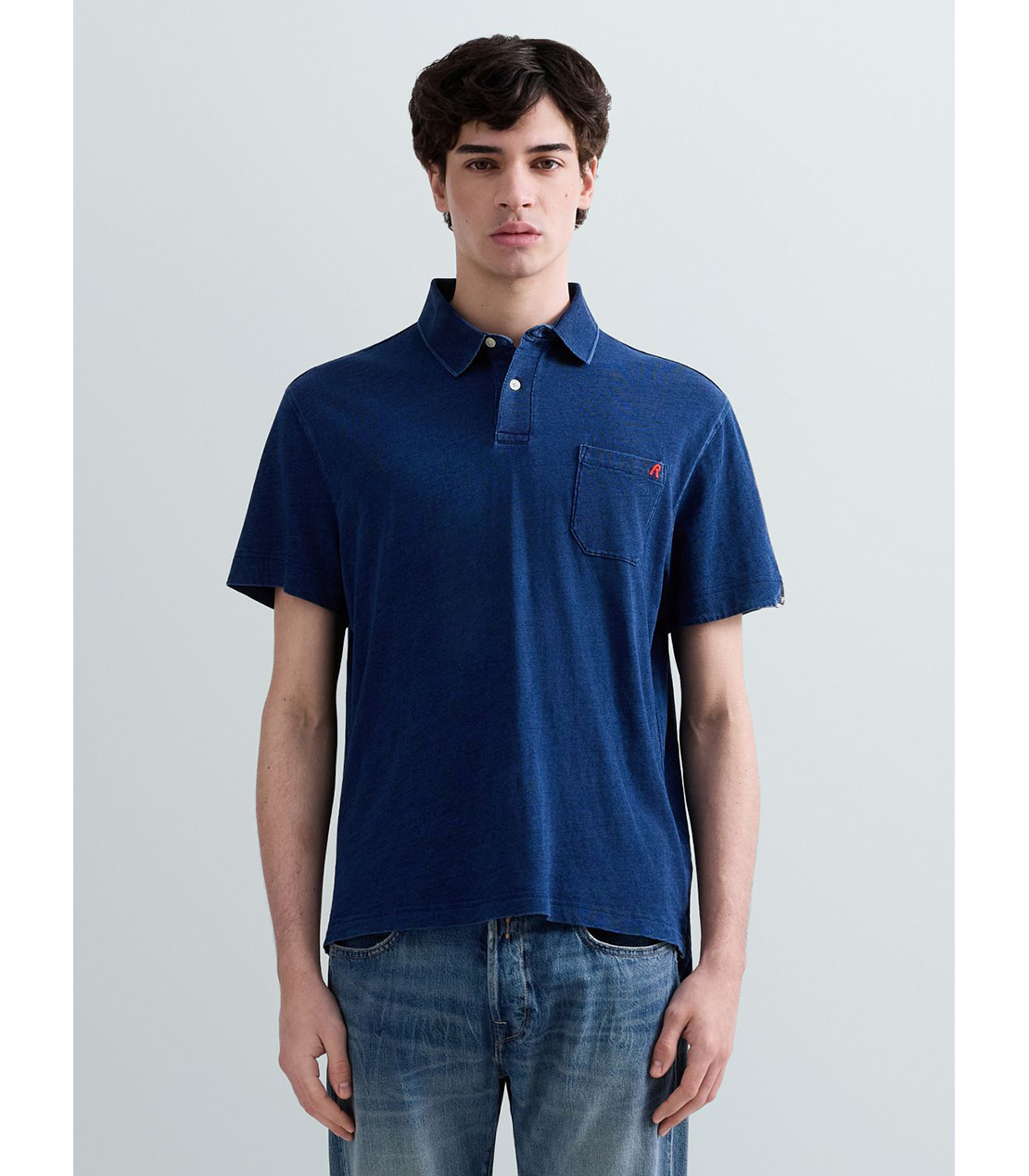 デニムウォッシュポロシャツ